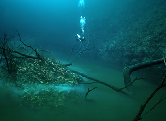 Diver discovers incredible underwater river in Mexico
